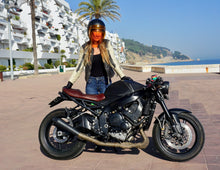 Жіноча мотоциклетна шкіряна куртка | Патчі Cafe Racer | Персоналізований