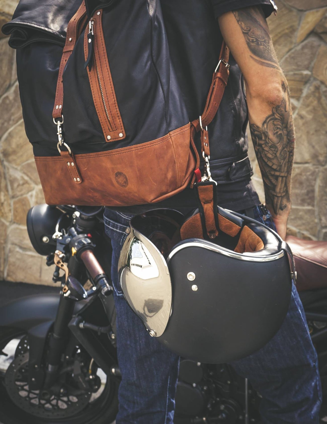 Motorcycle leather backpack Best leather rucksack for men and women Handcrafted