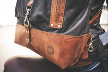 Brown leather backpack - the bottom of the backpack