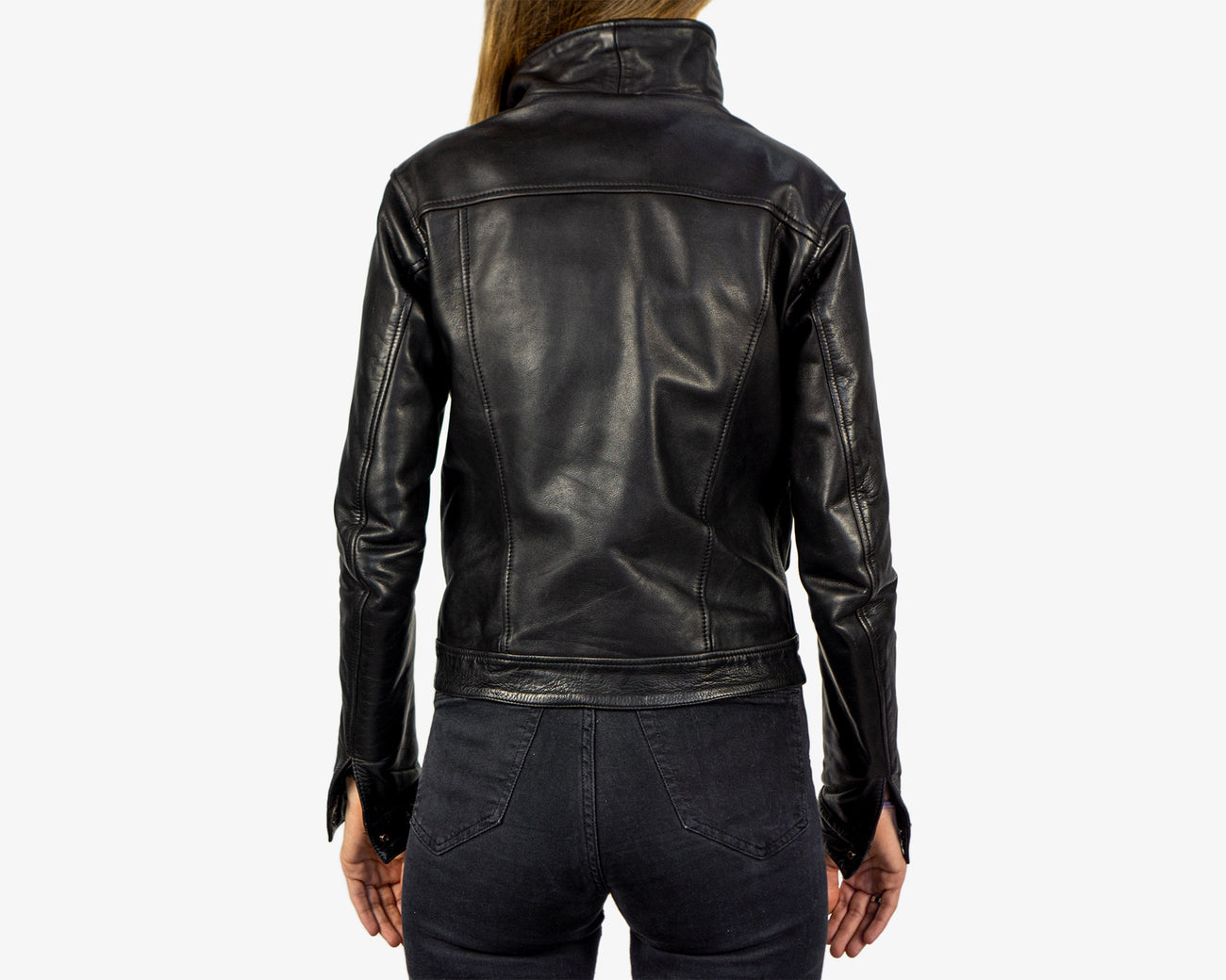 Trucker” Women's Black Leather Jacket