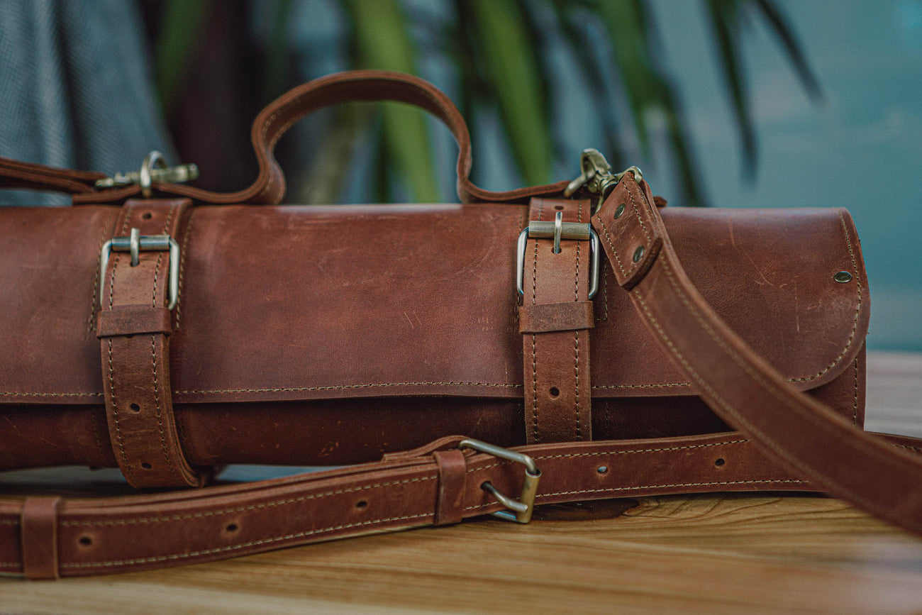 Chef Knife Roll, Knife Case, Full Grain Leather Knife Roll, Knives Roll Holder, Leather shops Knife Roll Bag, Chef Gift Crazy Horse Brown