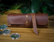 Brown Leather Coin Roll Up