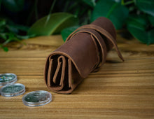 Brown Leather Coin Roll Holder