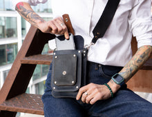 Crossbody Bag | Handcrafted in black, blue, brown leather