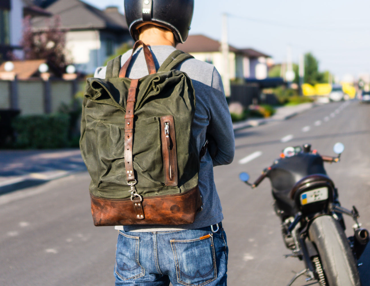 Canvas Leather Backpack Vintage Laptop Rucksack Handmade