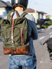 Canvas Leather Backpack | Vintage Laptop Rucksack | Handmade by Fashion Racing