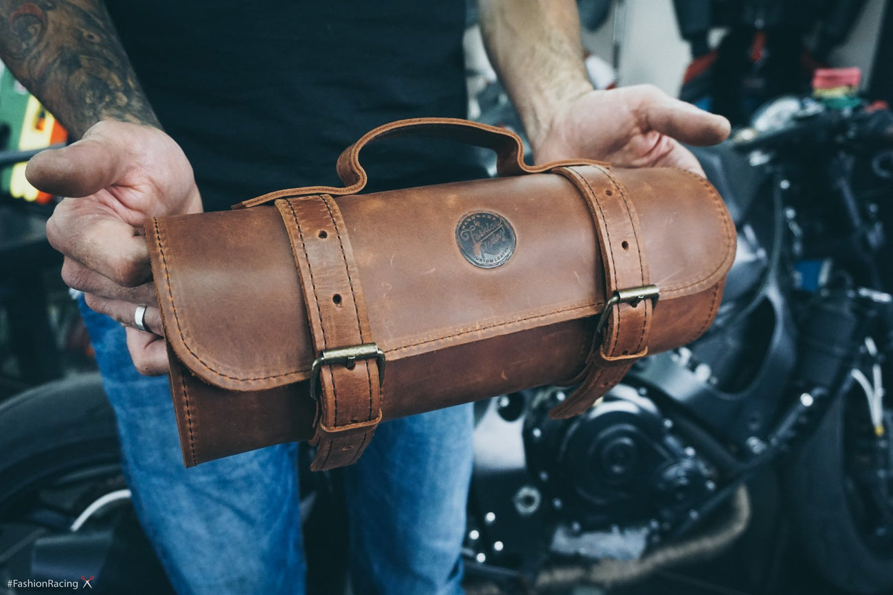 Motorcycle Leather Tool Roll Personalized Gift for Men Chisel Bag