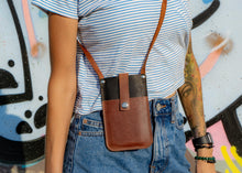 Leather phone case - The shoulder strap adjusts to your desired fit. Leather mobile phone bag with crossbody strap card pocket. Festival bag
