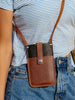 Leather phone case - The shoulder strap adjusts to your desired fit. Leather mobile phone bag with crossbody strap card pocket. Festival bag