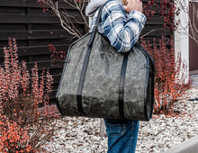 Waxed Canvas Log Carrier | Firewood Carrier with Leather Straps