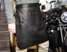 black Leather waist half apron, work apron