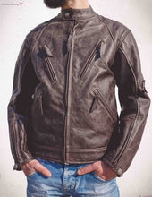 Motorbike brown leather jacket , men's leather motorcycle jacket , moto leather jacket, leather jacket by Fashion Racing