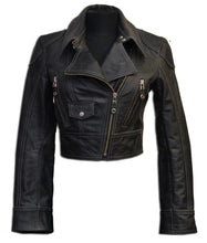 Classic leather crop biker jacket, cafe-racer leather jacket, motorbike jacket, motorcycle jacket, women leather jacket, rock-n-roll jackets