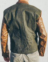 Shirt Jacket, Motorcycle Shirt Jacket, Waxed Canvas Leather Shirt Jacket, Men leather Shirt Jacket, Cafe Racer Canvas Leather Shirt Jacket