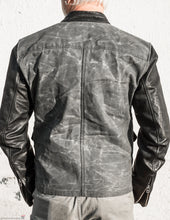 Shirt Jacket, Motorcycle Jacket, Waxed Canvas Leather Jacket, Men's Leather Jacket, Cafe Racer Jacket