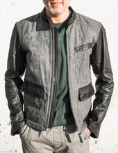 Shirt Jacket, Motorcycle Jacket, Waxed Canvas Leather Jacket, Men's Leather Jacket, Cafe Racer Jacket
