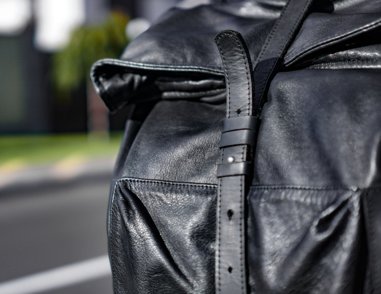 black leather backpack zippers moto designer Black Leather Backpack
