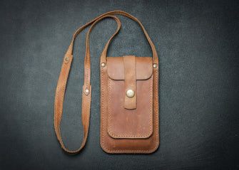 brown Leather Bag Pocket phone