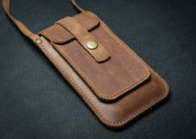 brown Iphone Bag, Leather crossbody bag phone