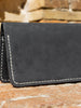 Black Leather Wallet with white waxed thread