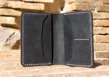 Black Leather Wallet with white thread
