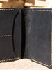 Minimalist Leather Wallet- Fashion Racing, Black Leather Yellow Thread
