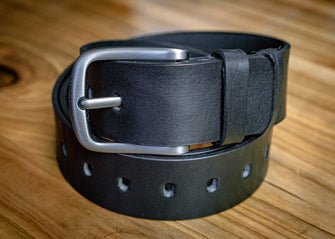 Cinturón de cuero negro | Cinturón de diseñador para hombre "Quill" | Hecho a mano
