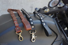 Leather Bike Chain Keychain, Brown black key holder
