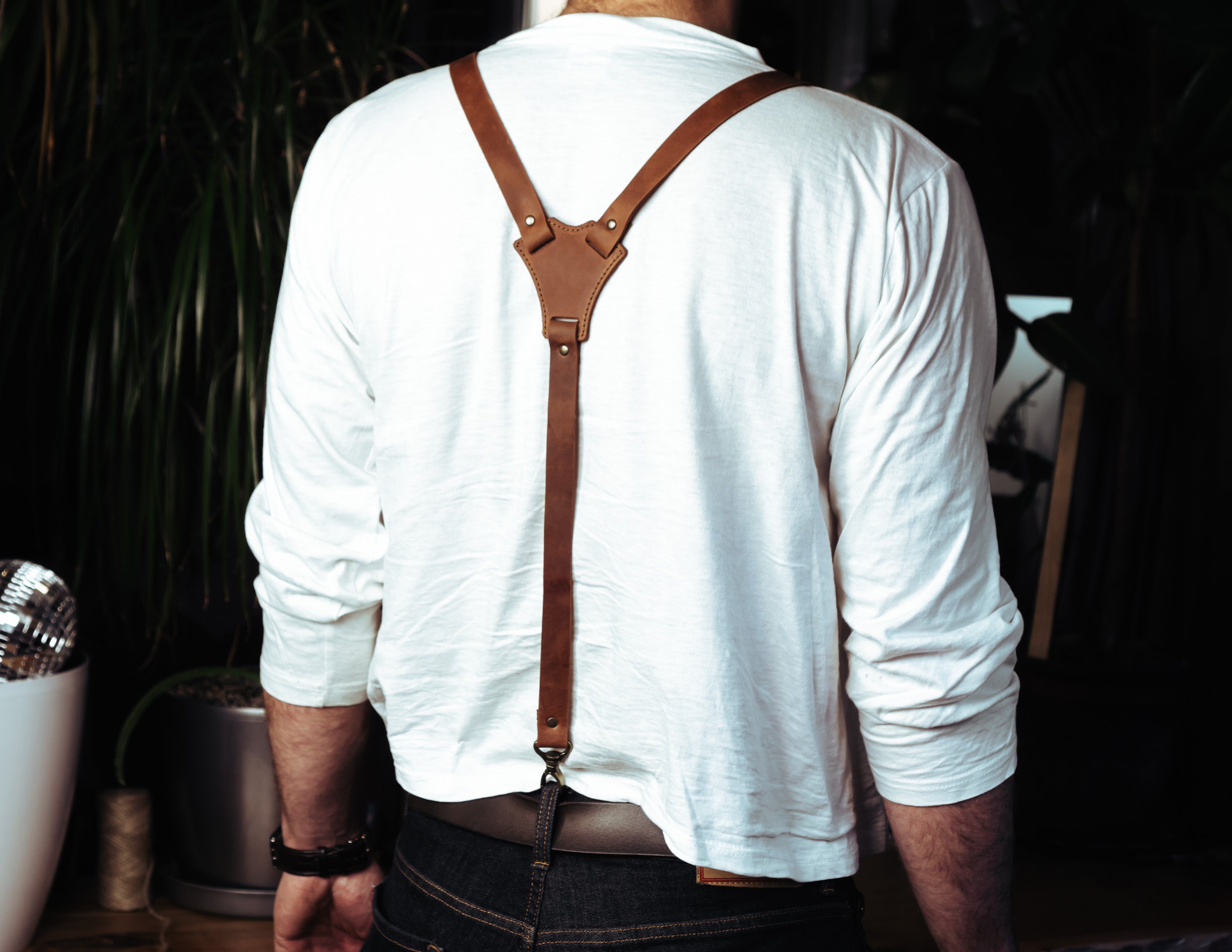 Brown Leather Suspenders | Personalized | Handcrafted | Unisex
