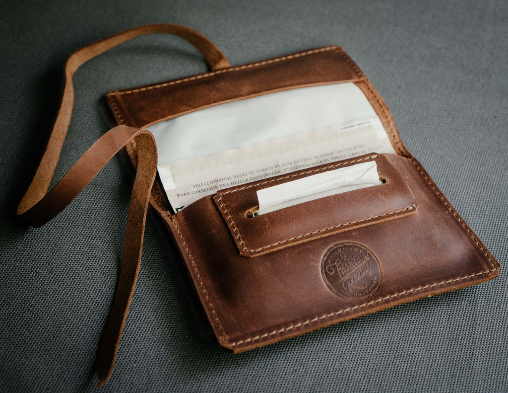 Leather Tobacco Pouch  Tobacco Joke in Brown Leather, HandCrafted