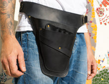 black leather tool belt