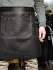 Leather waist half apron. Total black genuine leather