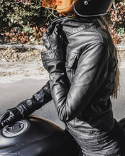 “Trucker” Women’s Black Leather Jacket, Motorcycle ladies jacket