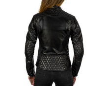 Veste de moto en cuir pour femme | Style Café Racer | Cuir noir