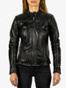 Жіноча мотоциклетна шкіряна куртка | Cafe Racer Style | Чорна шкіра