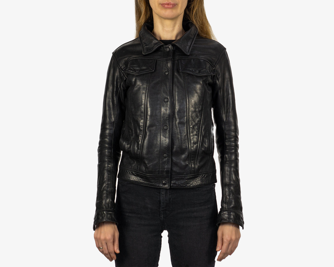【KOOLOSET】Trucker Leather Jacket Mens Black Leather Trucker Jacket | William Jacket